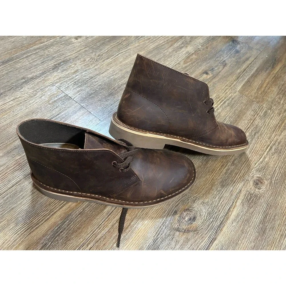 Clarks Bushacre Chukka Boot Mens 7 Brown leather Lace Up Casual Dress Boot